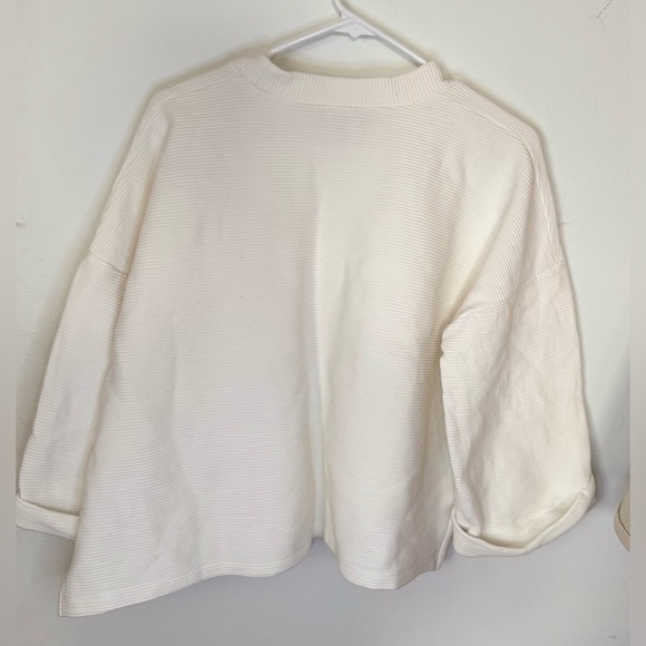Varley Jenny Sweat Boxy Crop mock neck sweatshirt cutout ivory women S - Picture 4 of 11